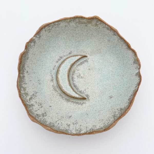 Coupelle artisanale Lune pierres email turquoise minéral grès de treigny